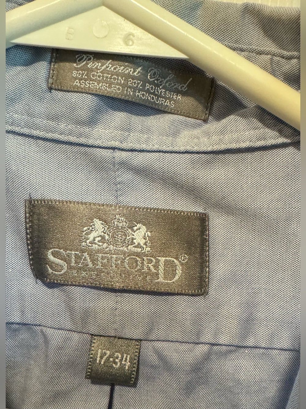 Stafford Light Blue Button-Down Oxford Shirt - Picture 3 of 4